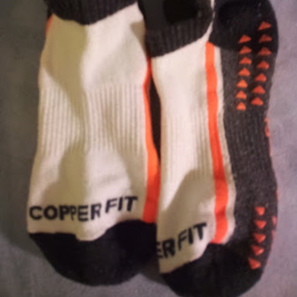 Copper Fit Black/White Traction Footie Socks - Low